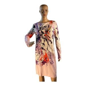 Roberto Cavalli Women’s Kimono Floral Print Jersey Knee  Dress Size 46